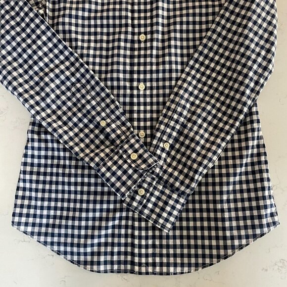 Ralph Lauren Blue Label Slim Fit LS Button Down Cotton Check Shirt Navy Wht Sz 2 - Picture 3 of 14